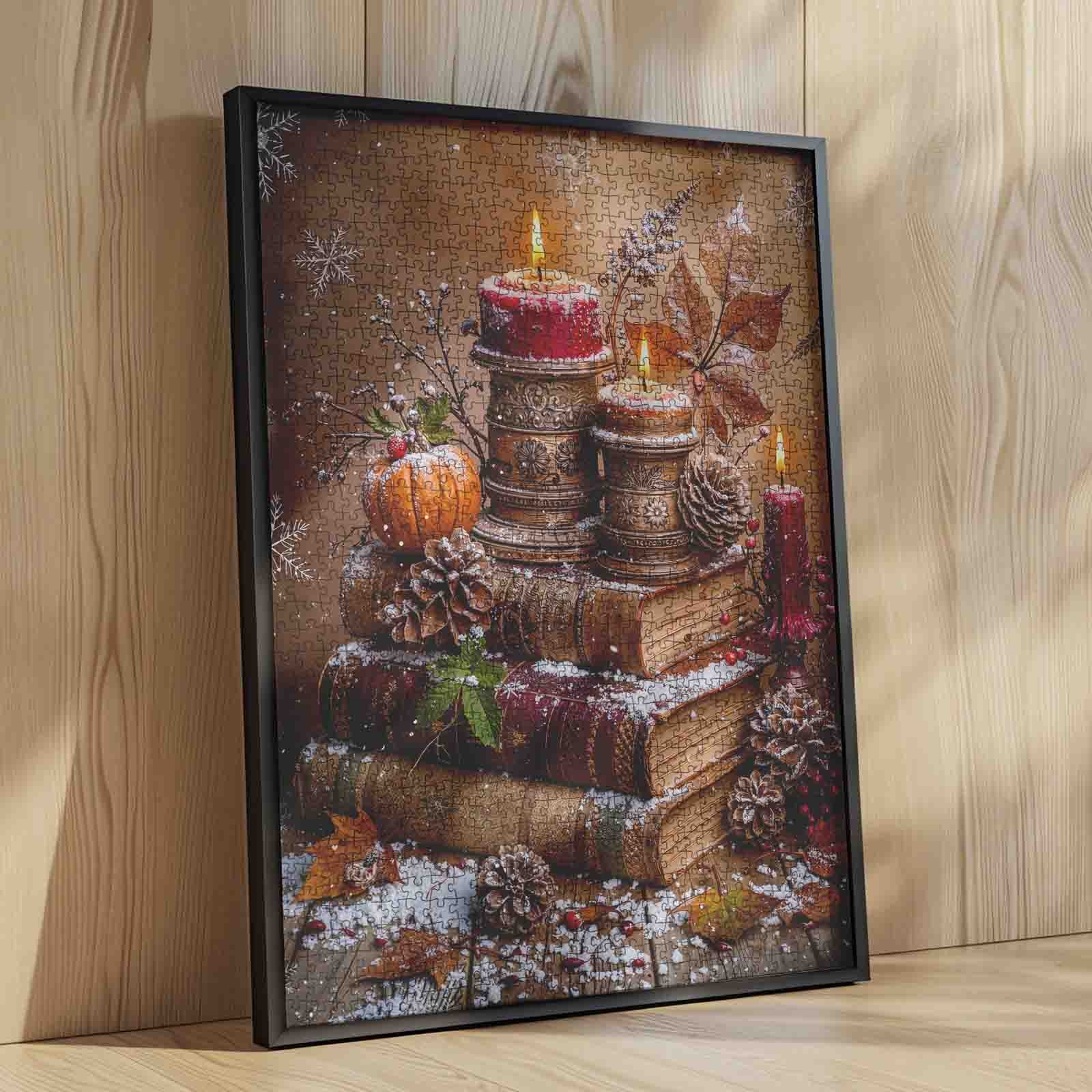 Vintage Candlelight Winter Books Jigsaw Puzzle