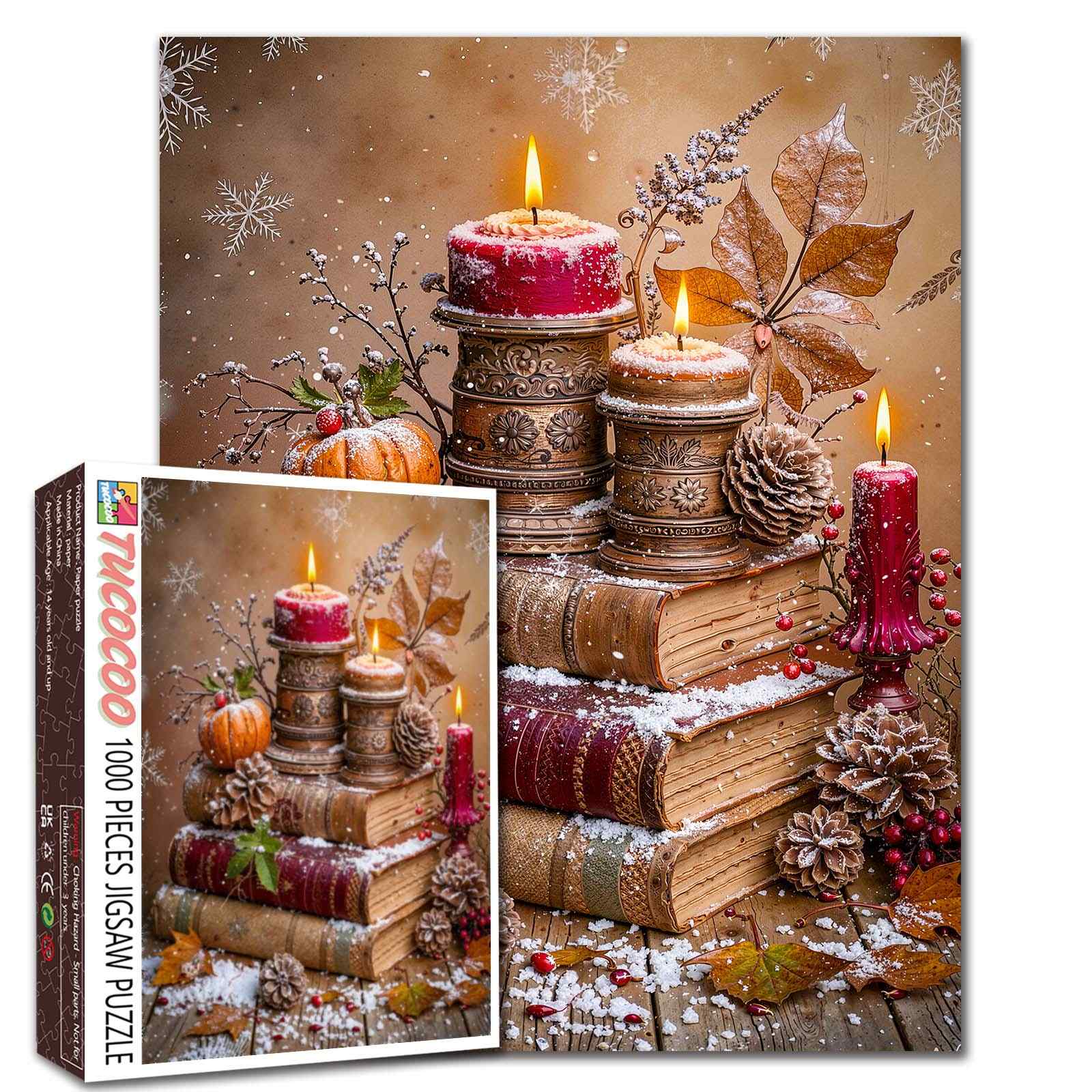Vintage Candlelight Winter Books Jigsaw Puzzle