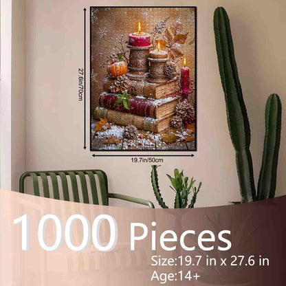 Vintage Candlelight Winter Books Jigsaw Puzzle