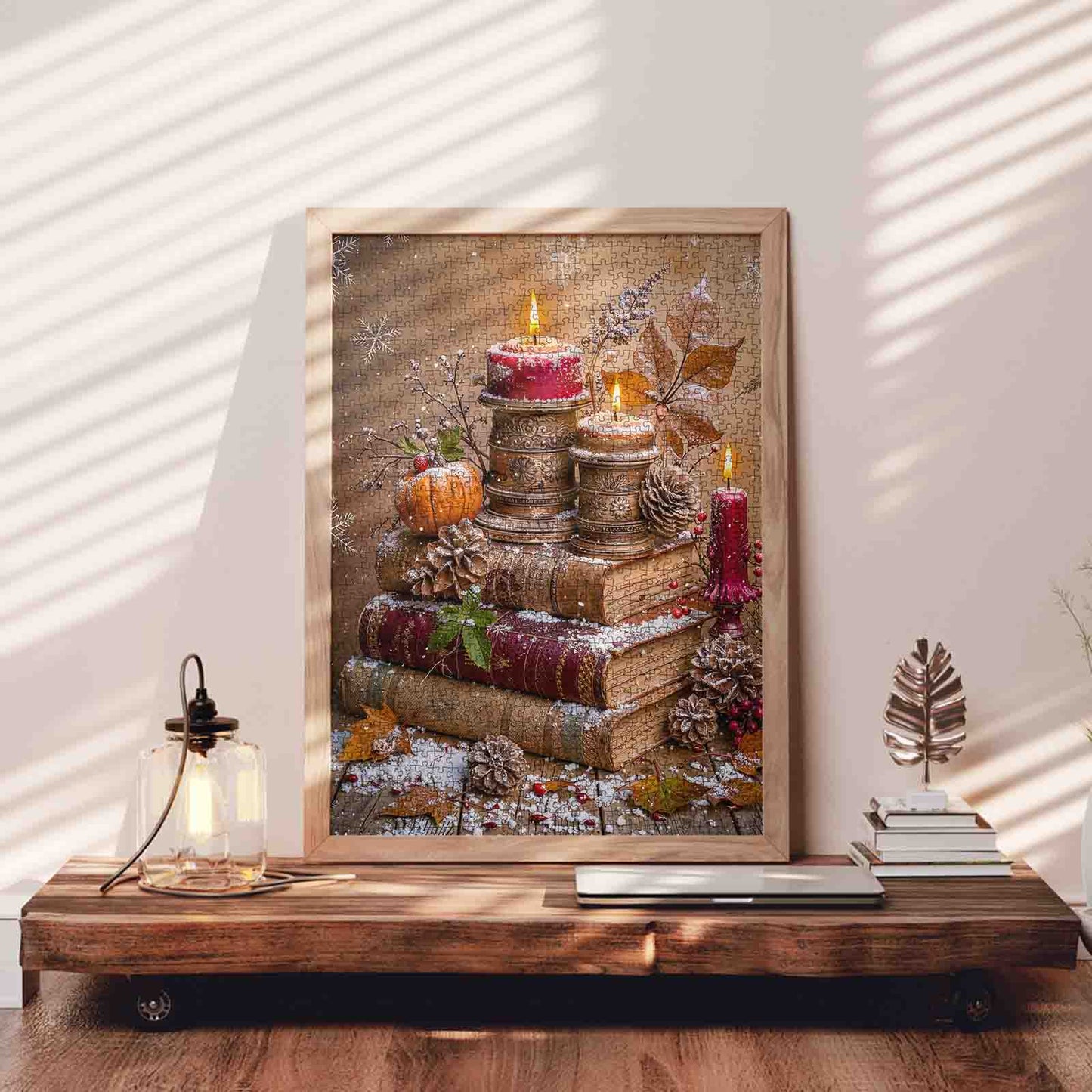 Vintage Candlelight Winter Books Jigsaw Puzzle