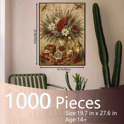 Vintage Christmas Floral Arrangement Jigsaw Puzzle