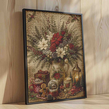 Vintage Christmas Floral Arrangement Jigsaw Puzzle
