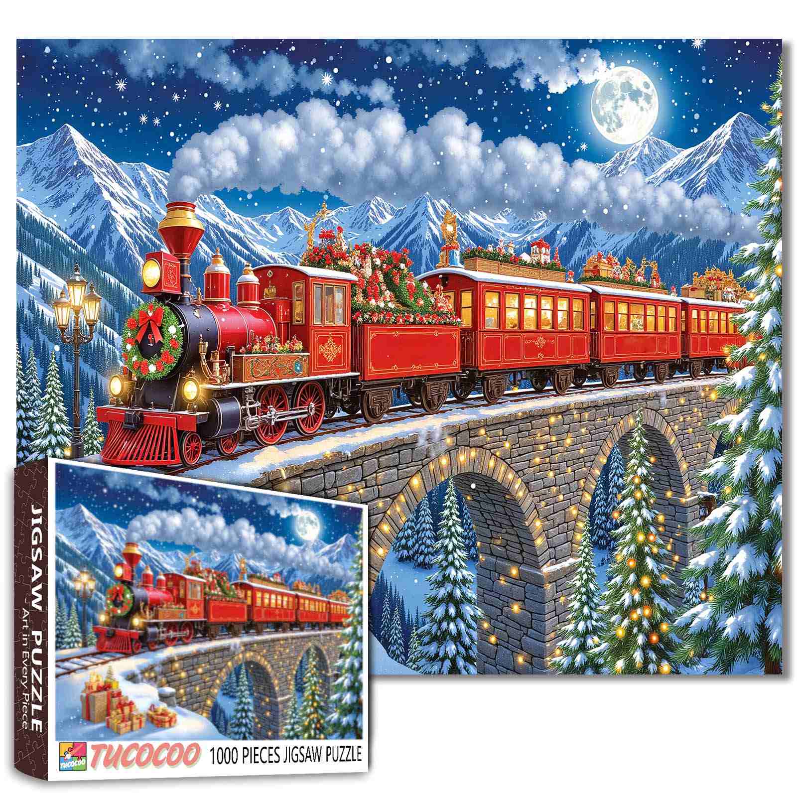 Vintage Christmas Train Adventure Jigsaw Puzzle