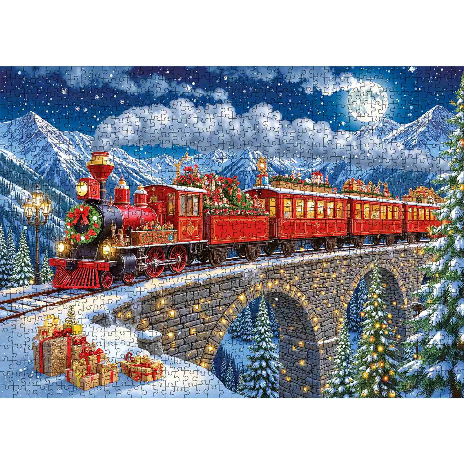 Vintage Christmas Train Adventure Jigsaw Puzzle