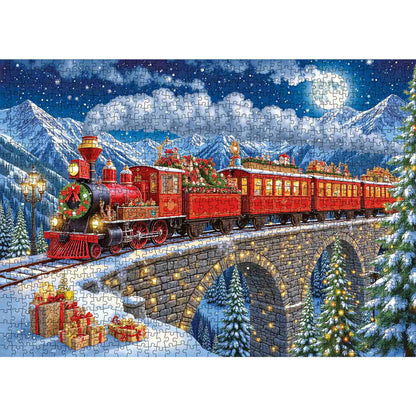 Vintage Christmas Train Adventure Jigsaw Puzzle