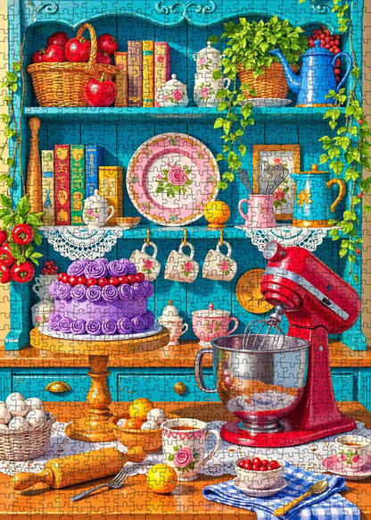Vintage Floral Kitchen Bakery Delight Jigsaw Puzzle