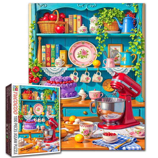 Vintage Floral Kitchen Bakery Delight Jigsaw Puzzle