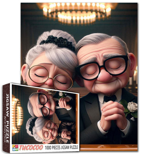 Vintage Loving Couple Portrait Jigsaw Puzzle