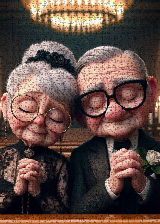 Vintage Loving Couple Portrait Jigsaw Puzzle