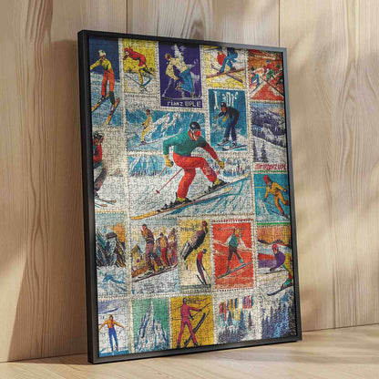 Vintage Ski Adventure Collage Jigsaw Puzzle