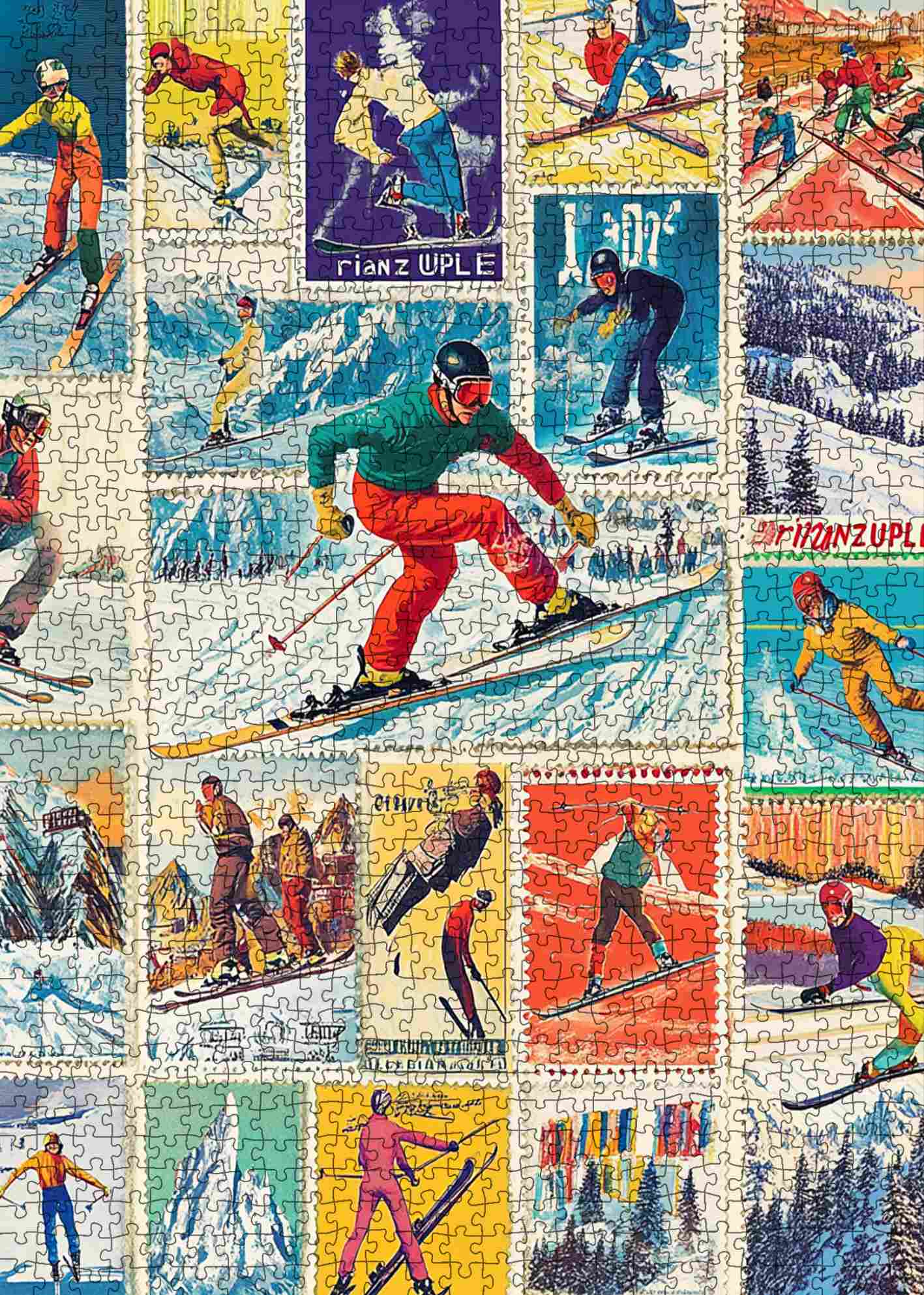Vintage Ski Adventure Collage Jigsaw Puzzle