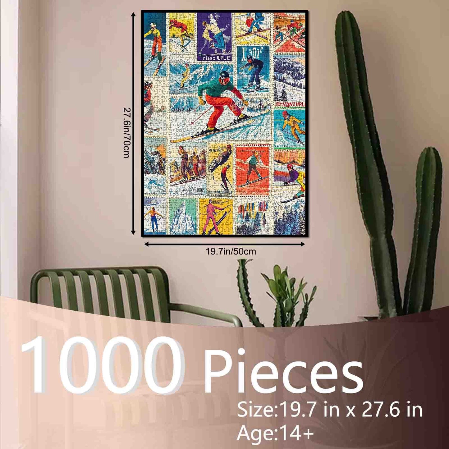 Vintage Ski Adventure Collage Jigsaw Puzzle