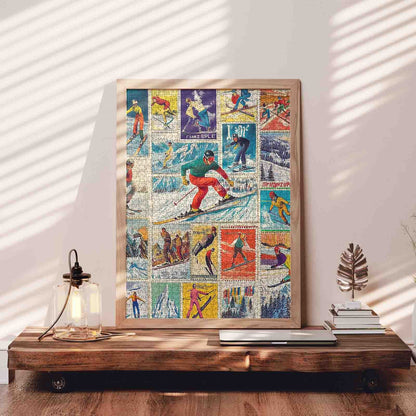 Vintage Ski Adventure Collage Jigsaw Puzzle