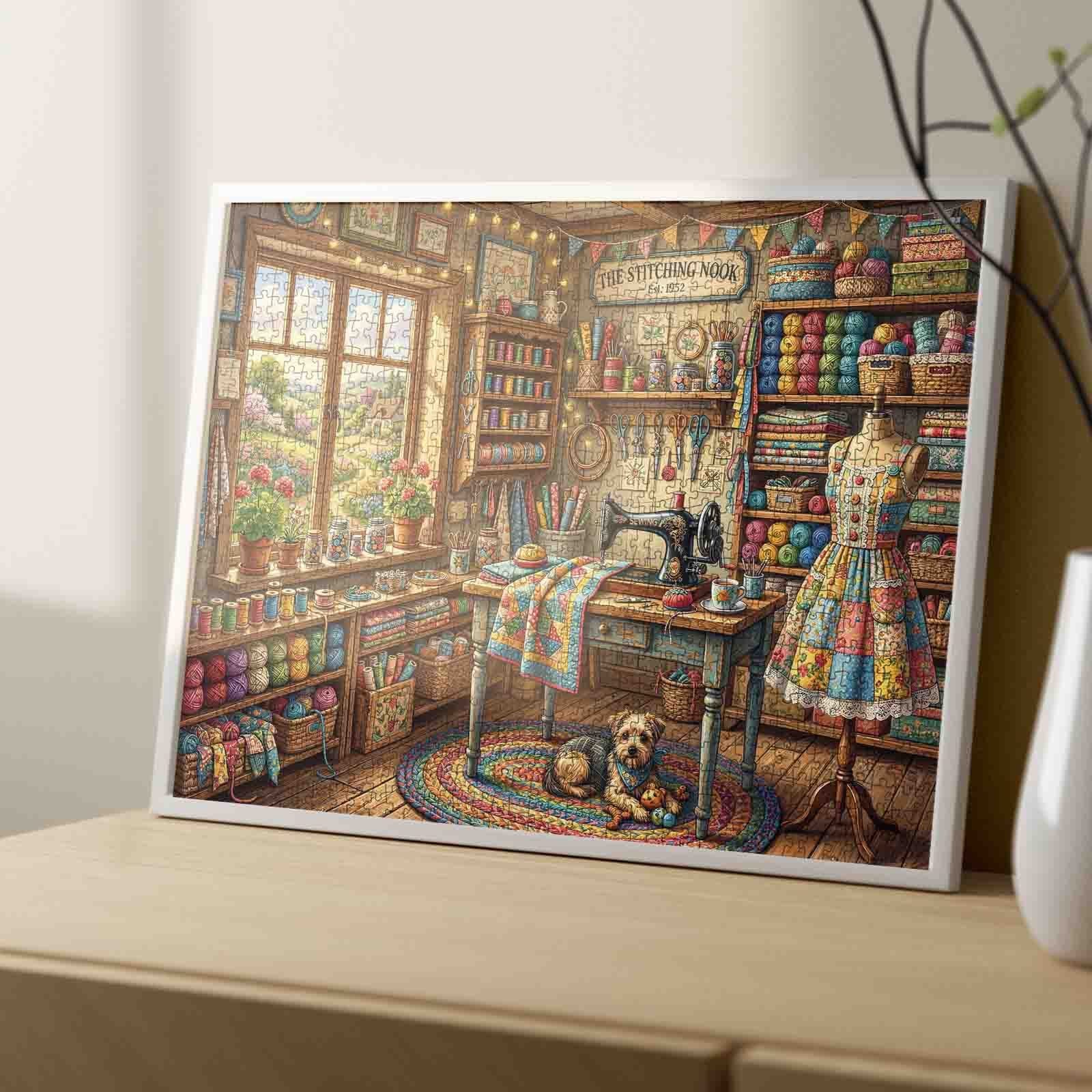 Vintage Stitching Cottage Jigsaw Puzzle