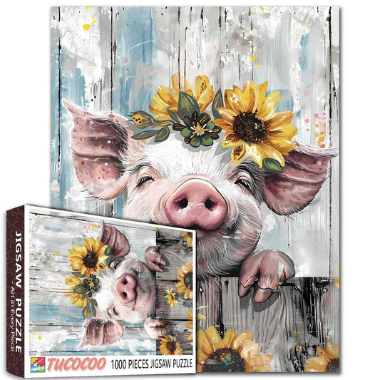 Vintage Style Farm Pig Jigsaw Puzzle