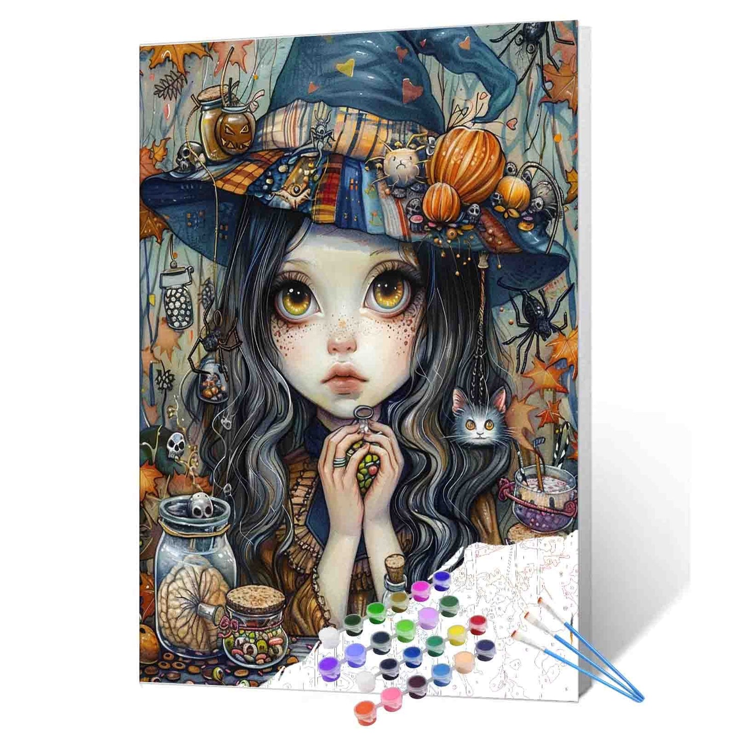 Vintage Abstract Witch Oil Acrylic Paint by Numbers