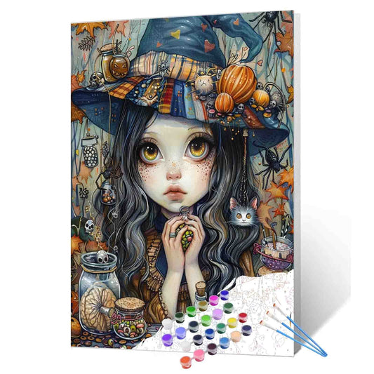 Vintage Abstract Witch Oil Acrylic Paint by Numbers