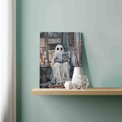 Vintage Bathroom Ghost with Black Cat Paint by Numbers