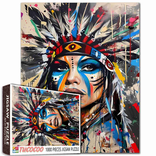 Vivid Tribal Warrior Jigsaw Puzzle