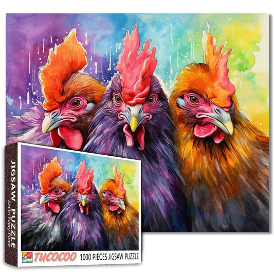 Watercolor Chickens Jigsaw Puzzle