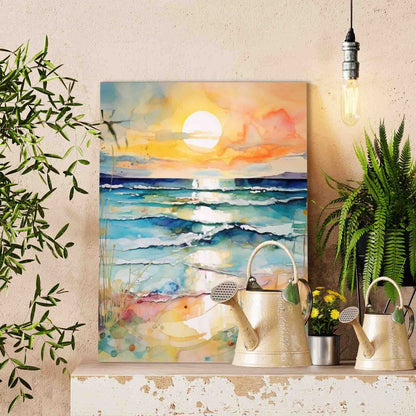 Watercolor Sunset Shore Paint by Numbers
