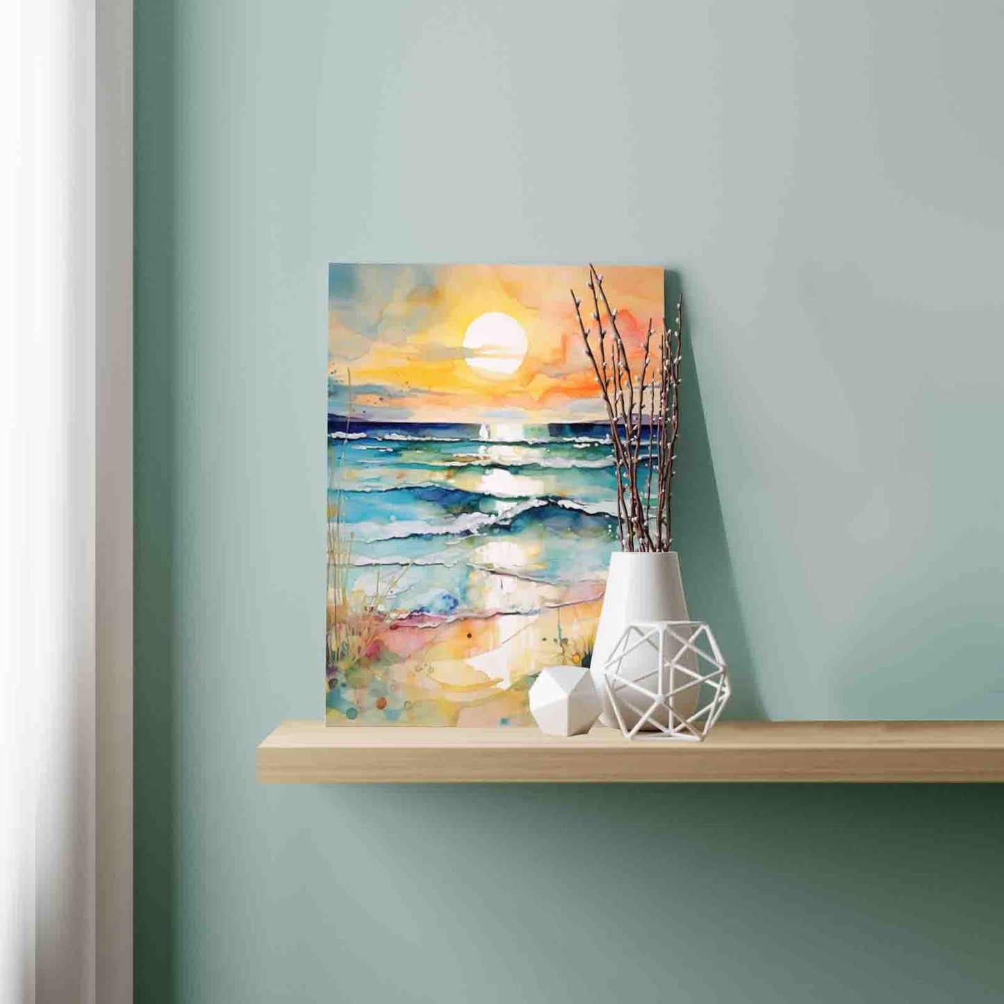 Watercolor Sunset Shore Paint by Numbers