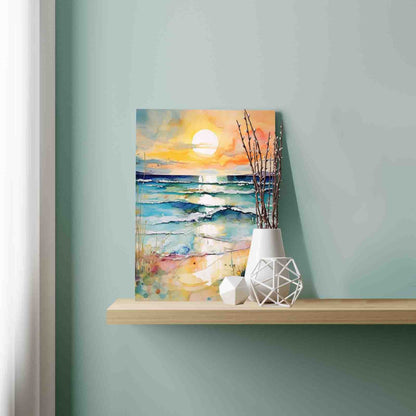 Watercolor Sunset Shore Paint by Numbers