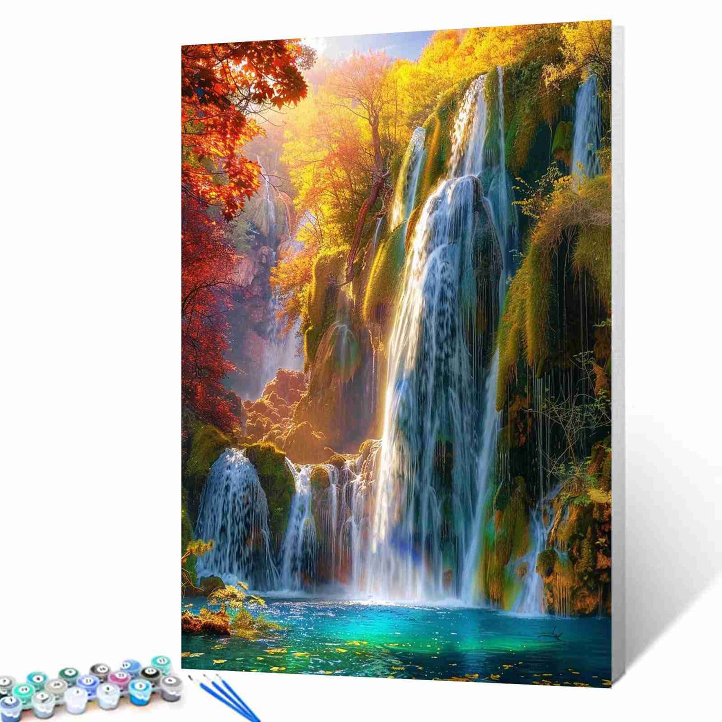 Enchanting Autumn Waterfall Paint by Numbers