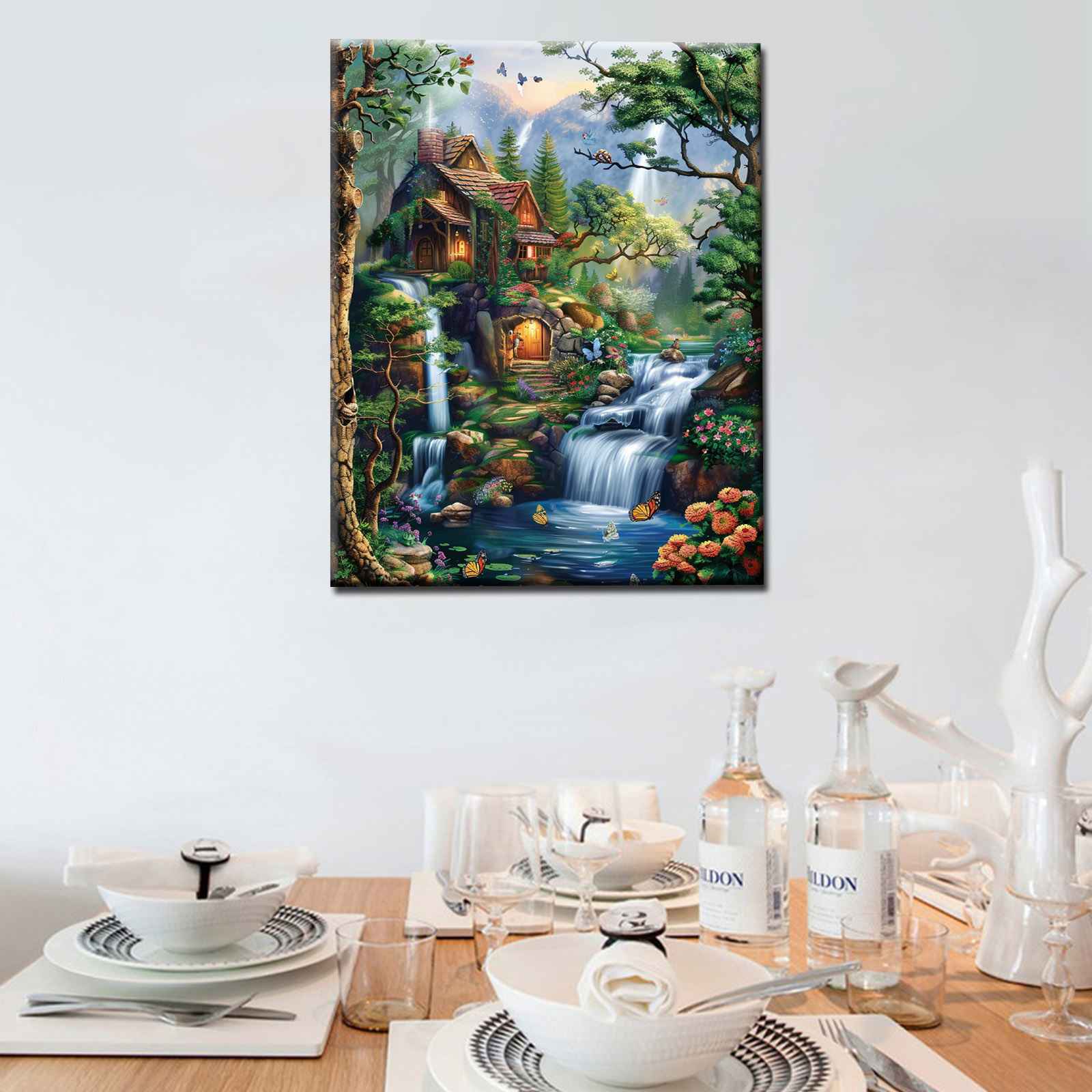 Kit Peinture Par Numéros 'Chalet En Hiver' Avec Cadre - 20x30cm - Loisir Créatif Adulte & Enfant - Idéal Décoration