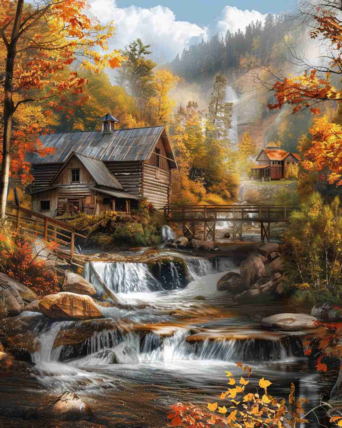 Rustic Autumn Cottage Paint by Numbers