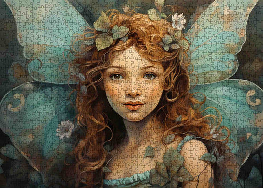 Whimsical Fairy with Soft Green Wings Jigsaw Puzzle