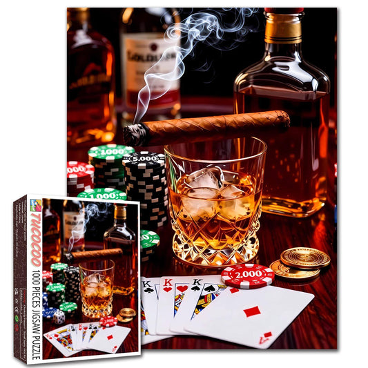 Whiskey Night Poker Table Jigsaw Puzzle