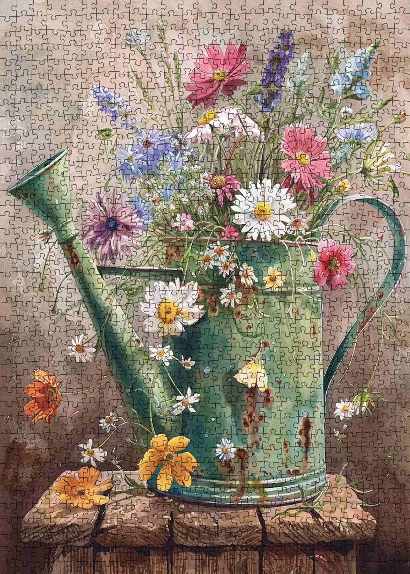Wildflower Watering Can Jigsaw Puzzle