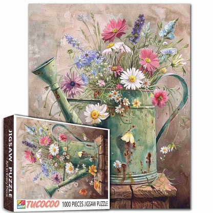 Wildflower Watering Can Jigsaw Puzzle