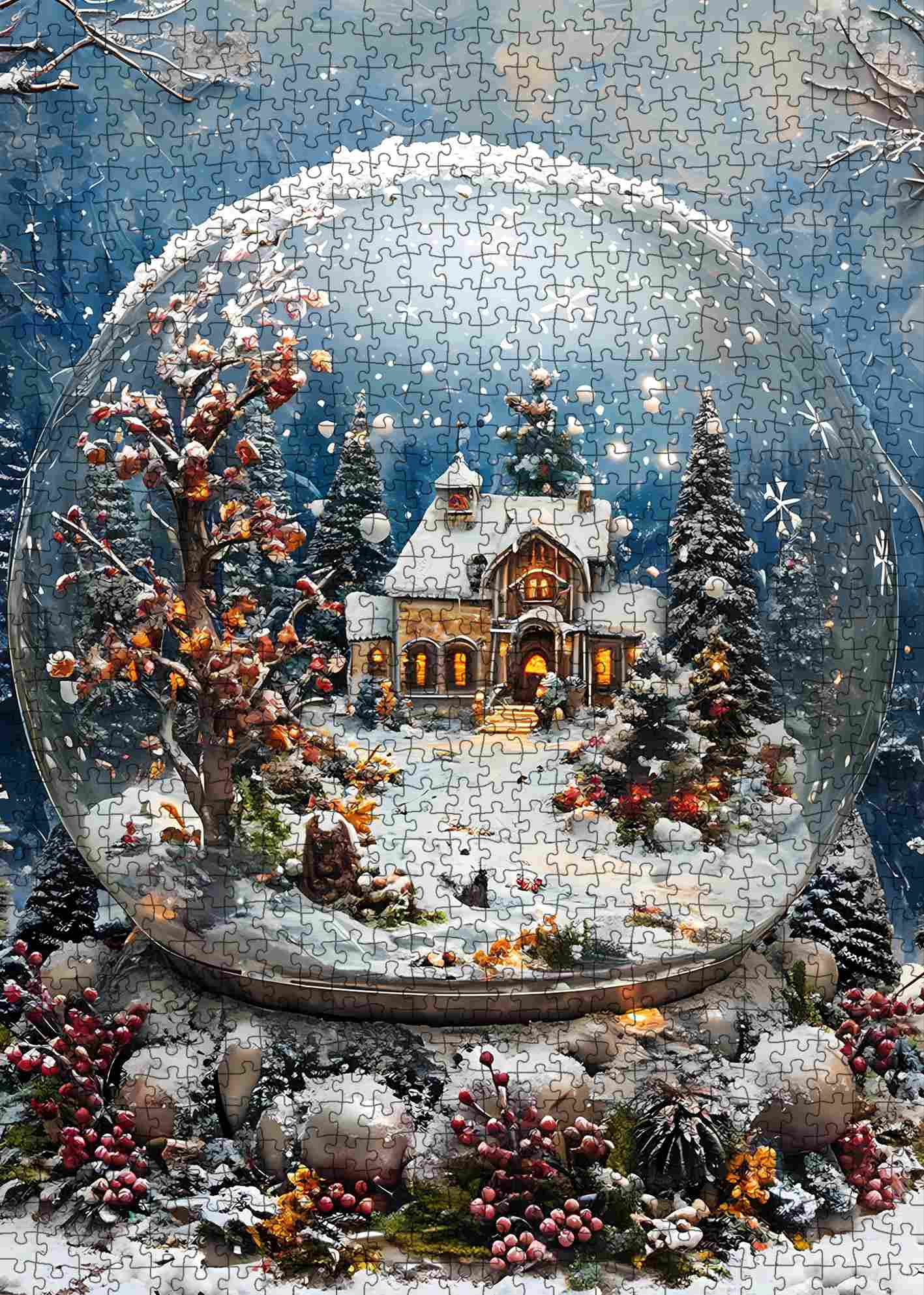 Winter Cottage Snow Globe Jigsaw Puzzle