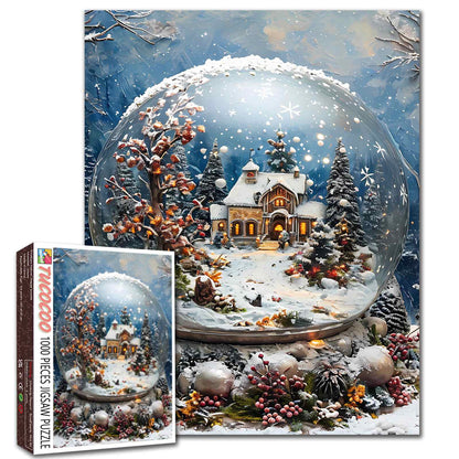 Winter Cottage Snow Globe Jigsaw Puzzle