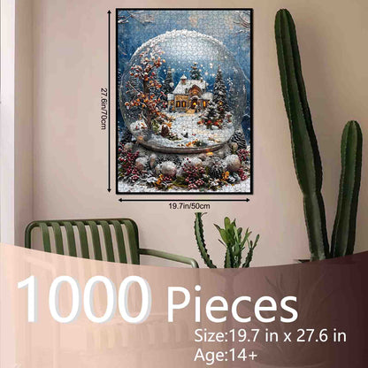 Winter Cottage Snow Globe Jigsaw Puzzle