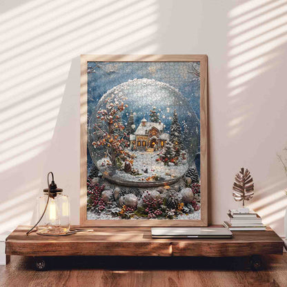 Winter Cottage Snow Globe Jigsaw Puzzle