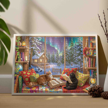 Winter Reading Cats Jigsaw Puzzle