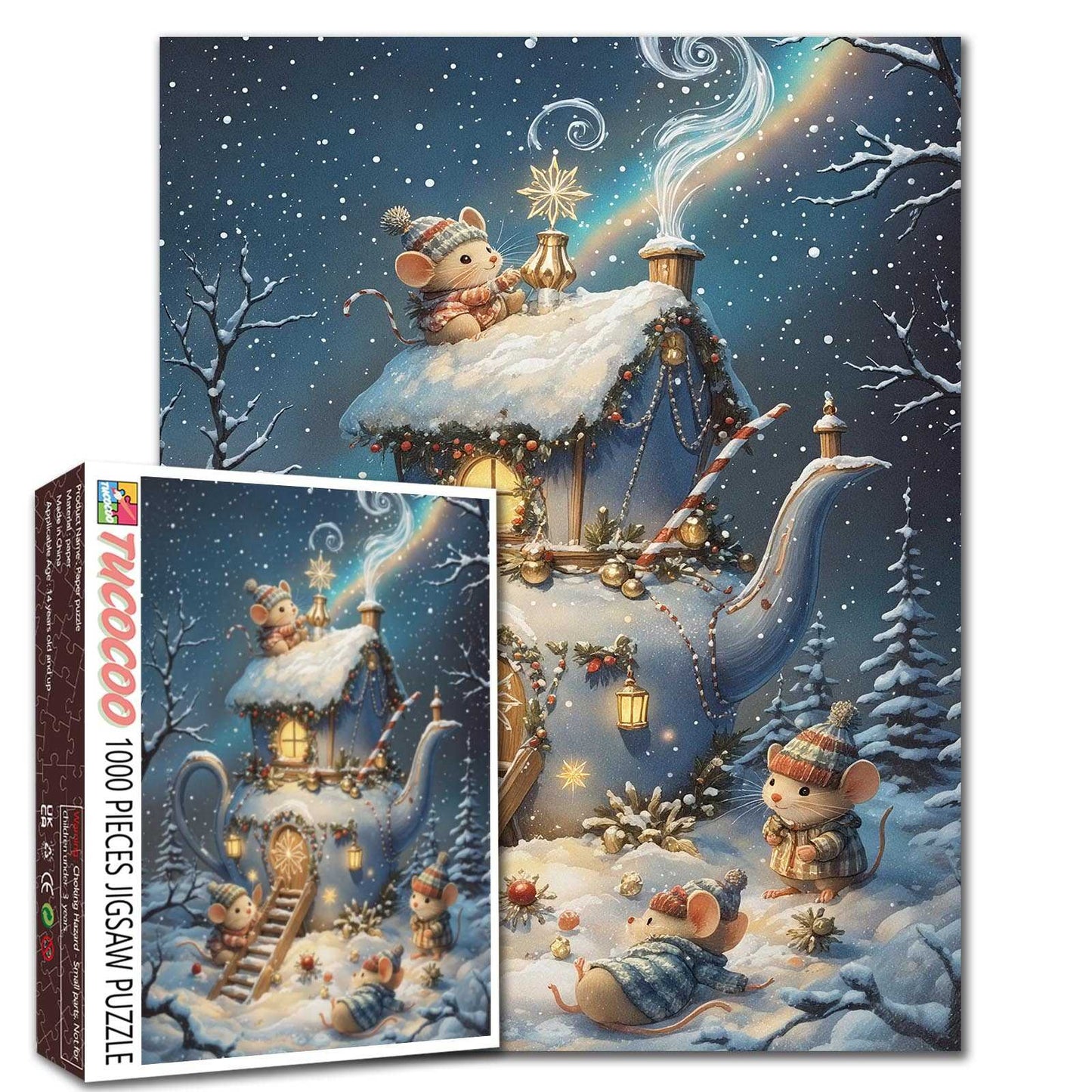 Winter Teapot Mouse House Jigsaw Puzzle