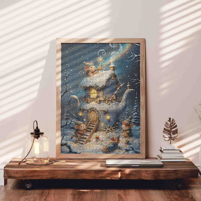 Winter Teapot Mouse House Jigsaw Puzzle