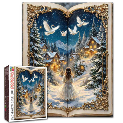 Winter Village Swan Night Storybook Jigsaw Puzzle