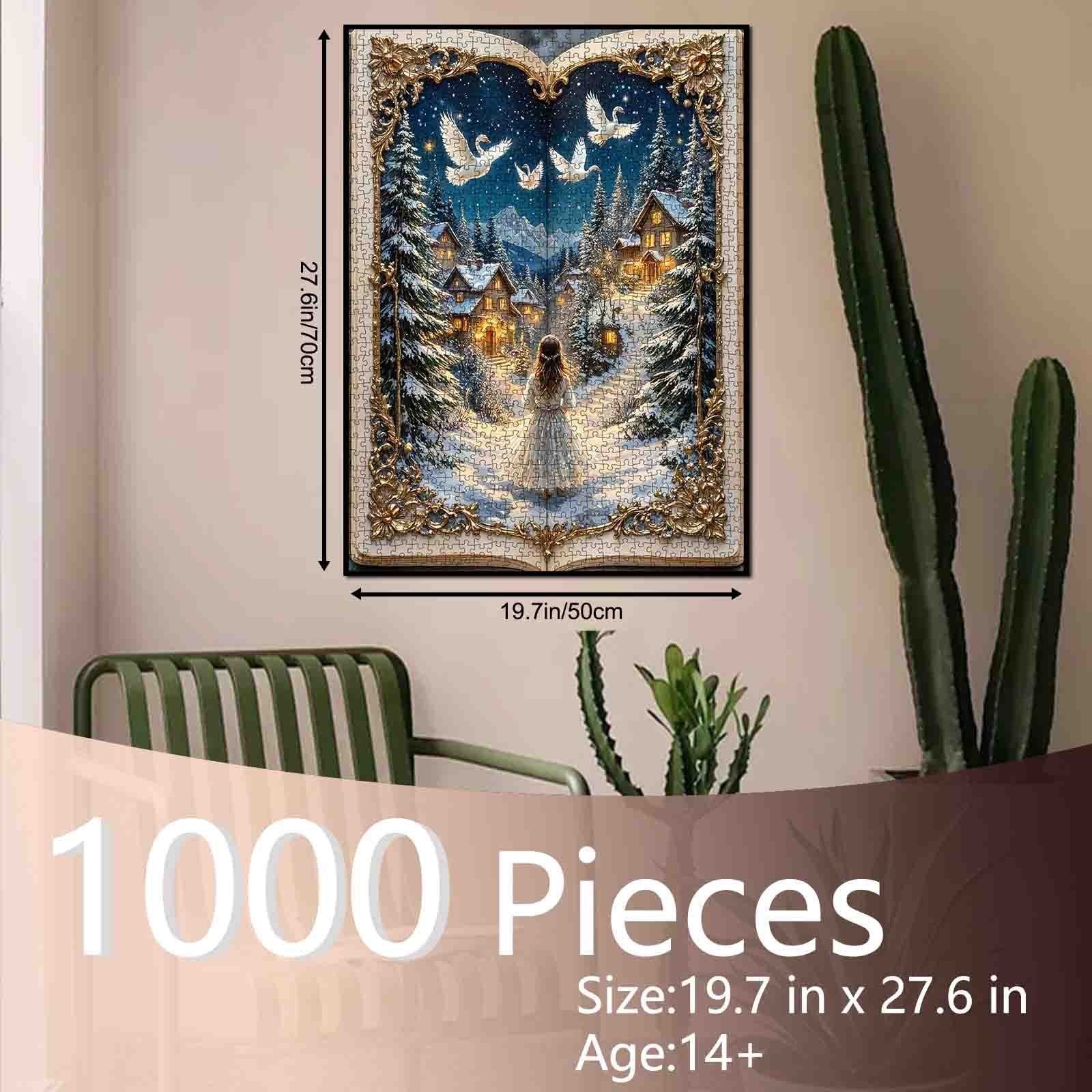 Winter Village Swan Night Storybook Jigsaw Puzzle