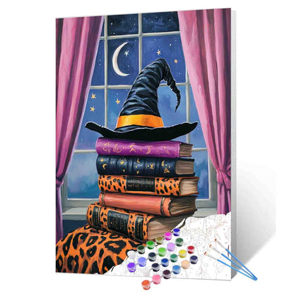 Witch Hat and Spellbooks Paint by Numbers