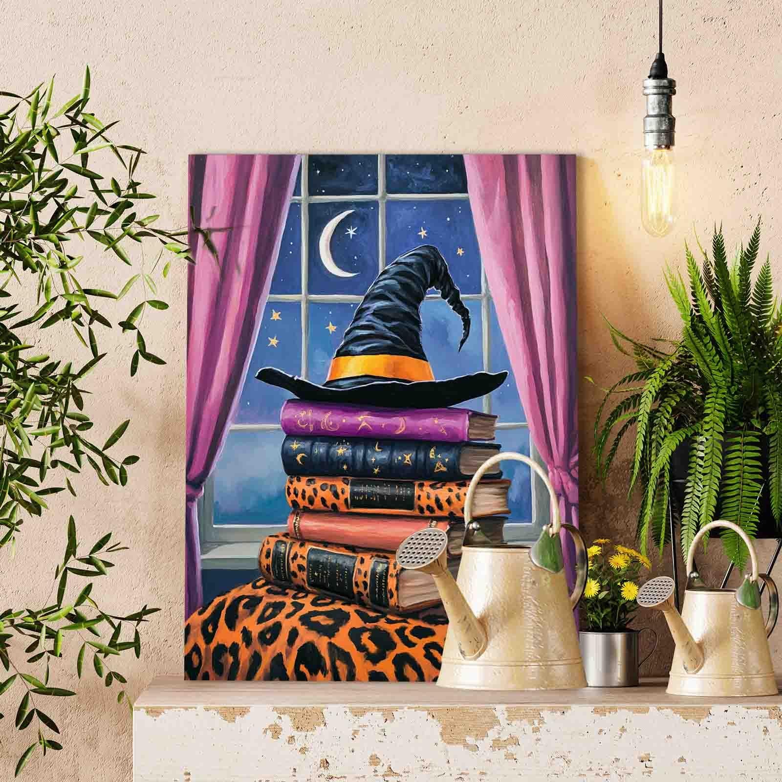 Witch Hat and Spellbooks Paint by Numbers