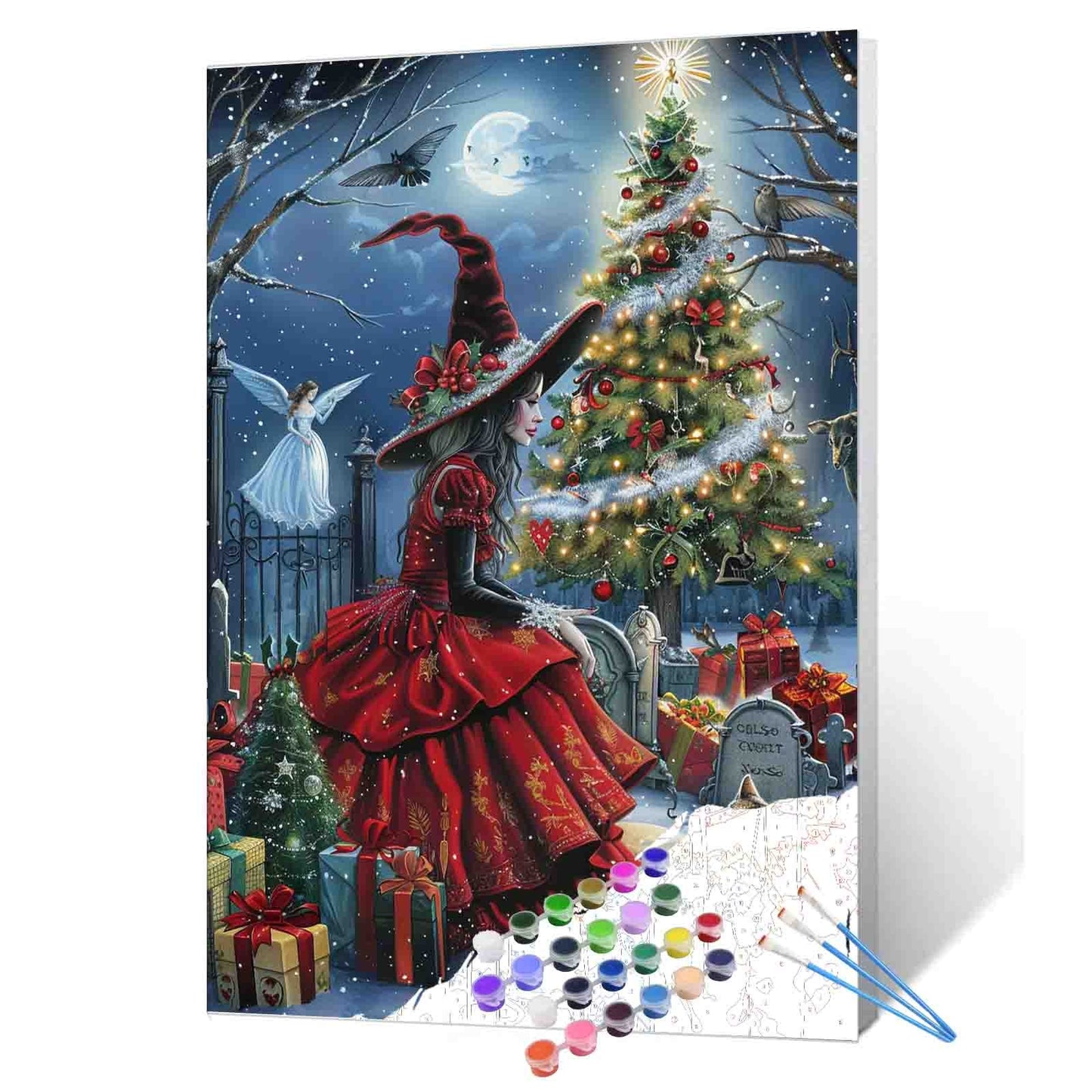 Witch and the Christmas Tree Paint by Numbers