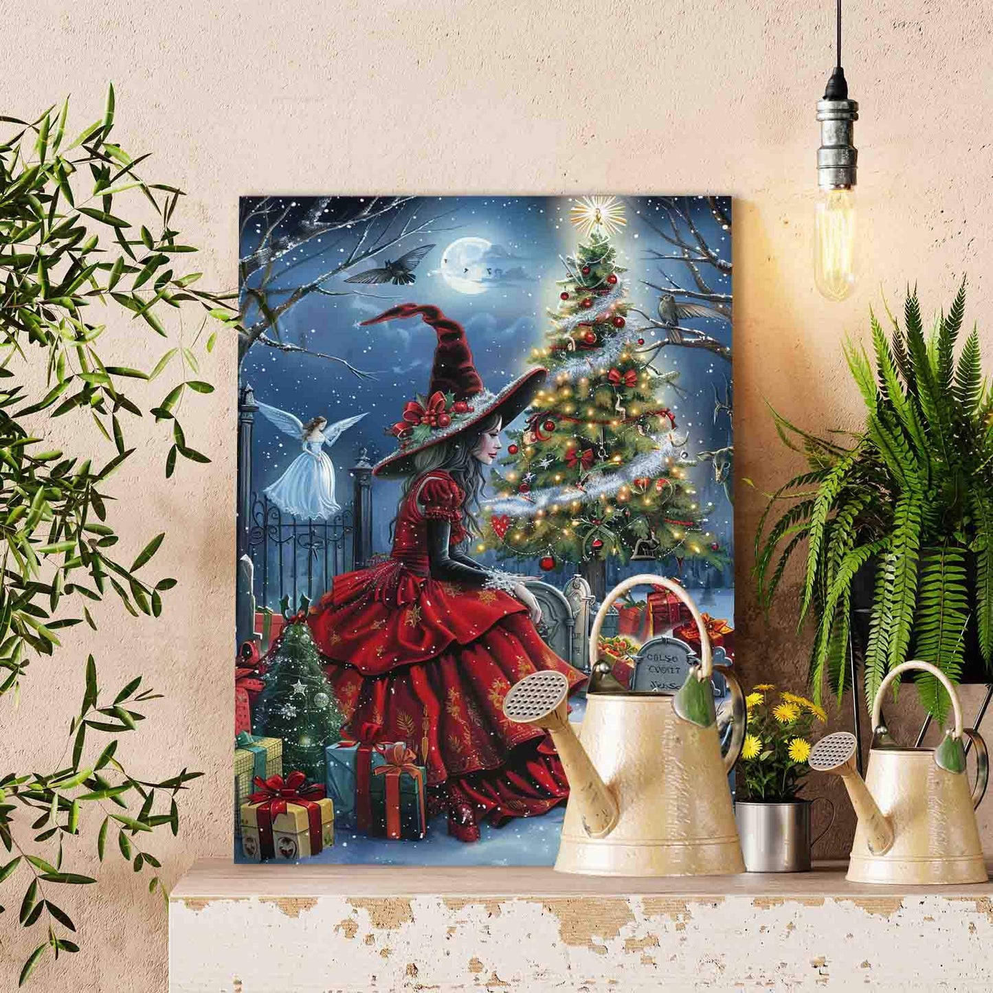 Witch and the Christmas Tree Paint by Numbers