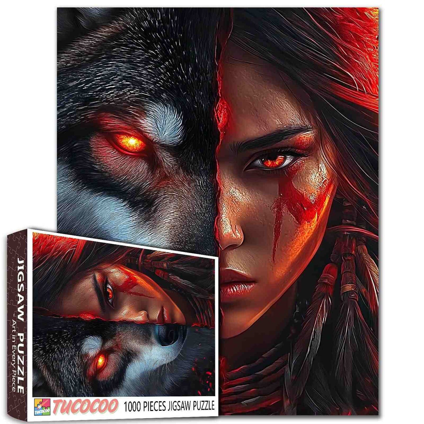 Wolf Spirit Warrior Jigsaw Puzzle