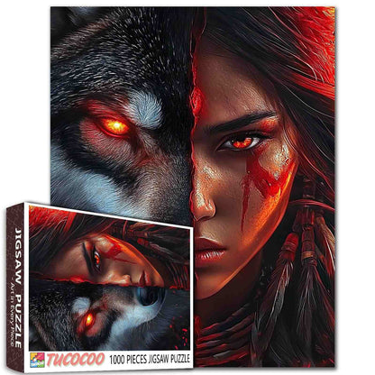 Wolf Spirit Warrior Jigsaw Puzzle