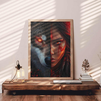 Wolf Spirit Warrior Jigsaw Puzzle